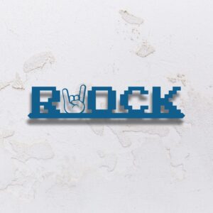 Display de mesa na forma do letreiro Rock em MDF (Modelo 01) - Azul