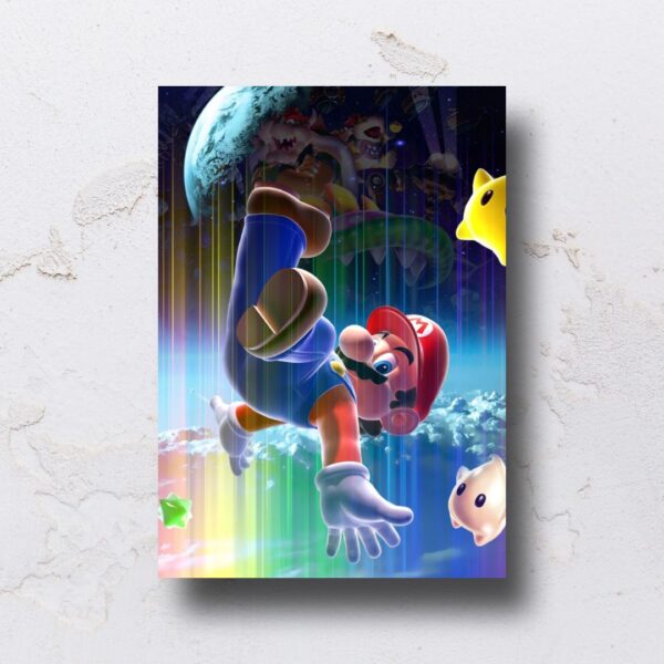 Quadro adesivado na forma do Mario em MDF