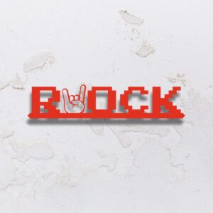 Display de mesa na forma do nome Rock em MDF (Modelo 02) - Vermelho
