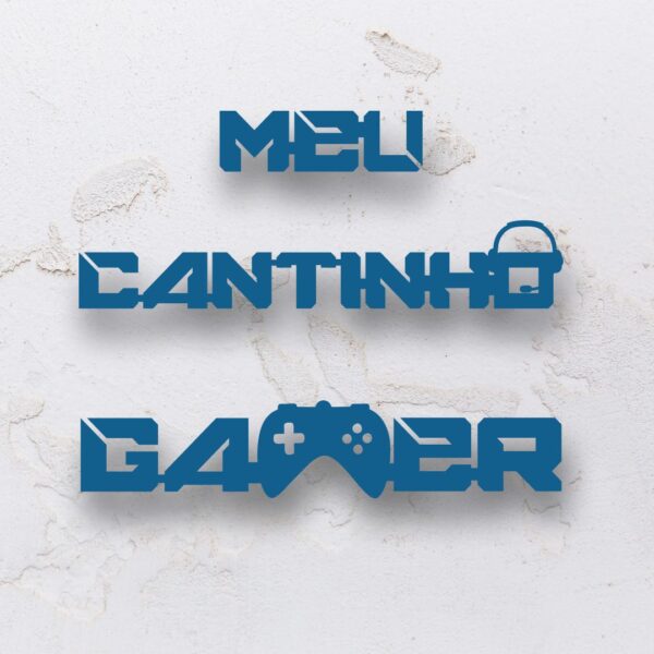 Letreiro decorativo vazado meu cantinho gamer em MDF (Modelo 02) - Imagem 4