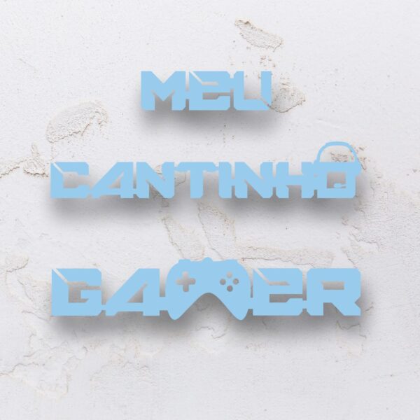 Letreiro decorativo vazado meu cantinho gamer em MDF (Modelo 02) - Imagem 3