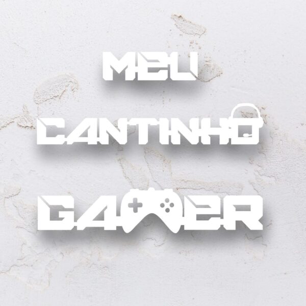 Letreiro decorativo vazado meu cantinho gamer em MDF (Modelo 02) - Imagem 5