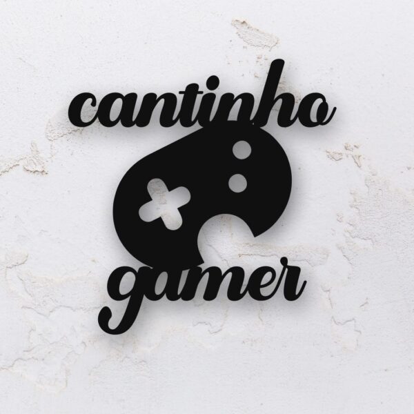 Letreiro decorativo vazado na forma do cantinho gamer em MDF (Modelo 01)