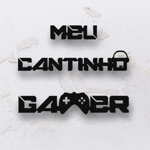 Letreiro decorativo vazado meu cantinho gamer em MDF (Modelo 02) - Imagem 6