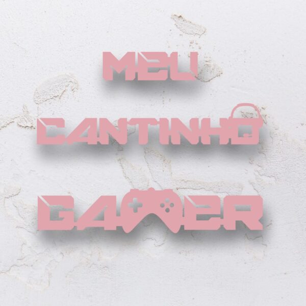 Letreiro decorativo vazado meu cantinho gamer em MDF (Modelo 02) - Imagem 7