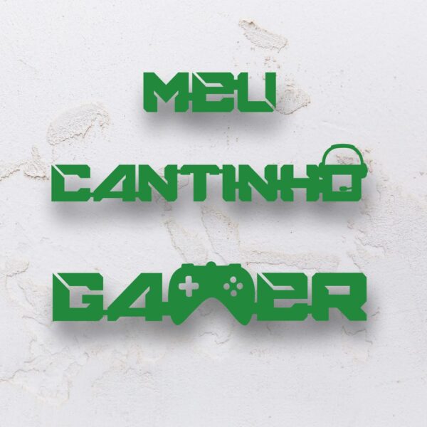 Letreiro decorativo vazado meu cantinho gamer em MDF (Modelo 02) - Imagem 9