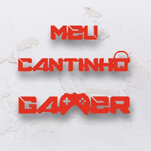 Letreiro decorativo vazado meu cantinho gamer em MDF (Modelo 02) - Imagem 10
