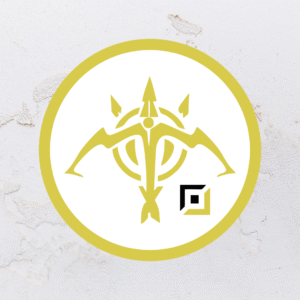 Quadro em alto relevo na forma do símbolo do atirador (League of Legends) em MDF