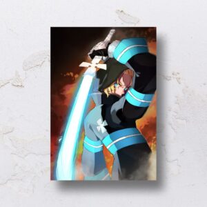 Quadro adesivado na forma do Fire Force em MDF (Modelo 01)