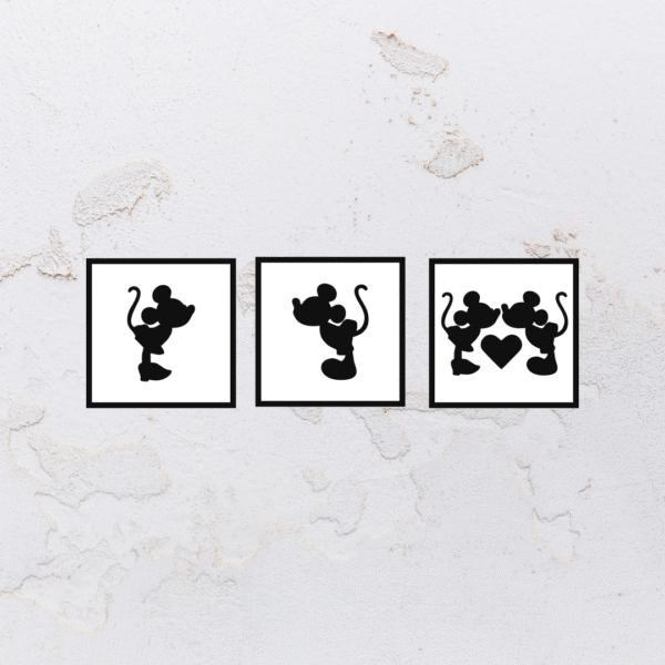 Quadro mosaico em alto relevo na forma do Mickey em MDF (Modelo 01)