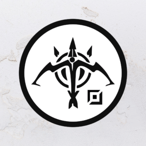 Quadro em alto relevo na forma do símbolo do atirador (League of Legends) em MDF