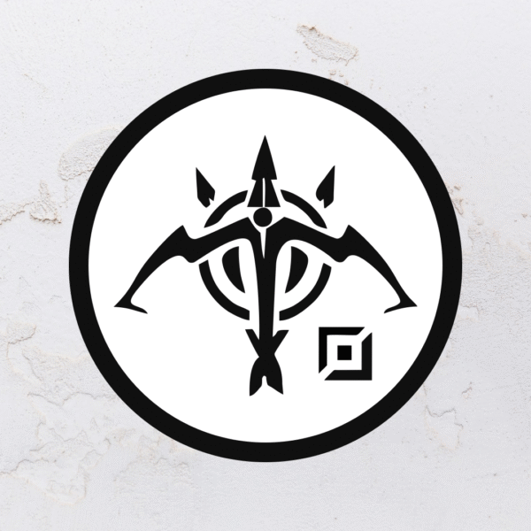 Quadro em alto relevo na forma do símbolo do atirador (League of Legends) em MDF