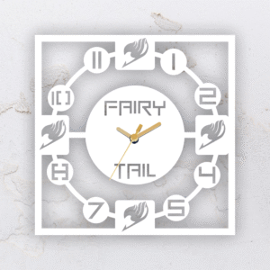 Relógio de parede vazado na forma do Fairy Tail em MDF (Modelo 01) - Branco