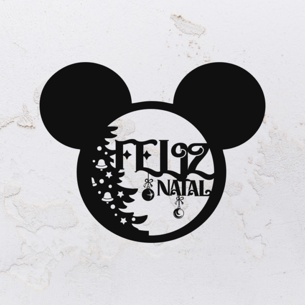 Quadro vazado na forma do Mickey Mouse em MDF (Modelo 02)
