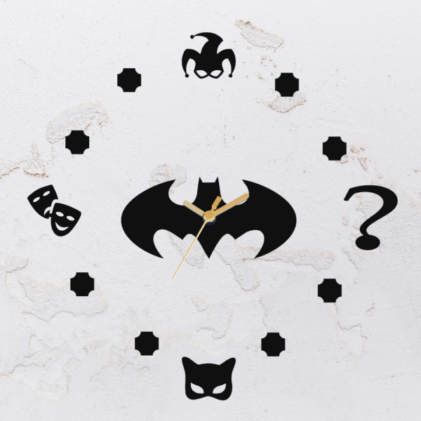 Relógio de parede montado na forma do Batman em MDF (Modelo 01)