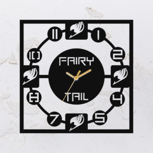 Relógio de parede vazado na forma do Fairy Tail em MDF (Modelo 01)