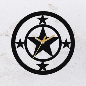 Relógio de parede vazado na forma do Capitão América em MDF (Modelo 01)