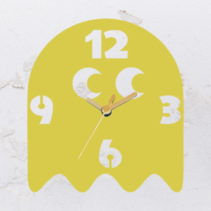 Relógio de parede vazado na forma do Pacman em MDF (Modelo 01)