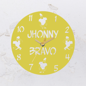 Relógio de parede vazado na forma do Jhonny Bravo em MDF (Modelo 01)