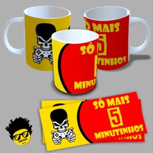 Caneca de porcelana Só Mais 5 Minutos (Modelo 01) 325ml Aaa