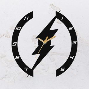 Relógio de parede vazado na forma do Flash em MDF (Modelo 01)