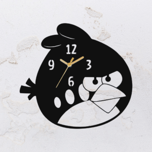 Relógio de parede vazado na forma do Angry Birds em MDF (Modelo 01)