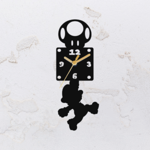 Relógio de parede vazado na forma do Super Mario em MDF (Modelo 03)